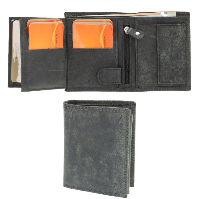 Unisex Portemonnee van Echt Leer | 8 Pasjes, Briefgeld & Muntvak | Beste Portemonnee Heren & Dames met RFID Bescherming | Grijs | 11X9X2cm | Ideaal Cadeau voor Hem & Haar