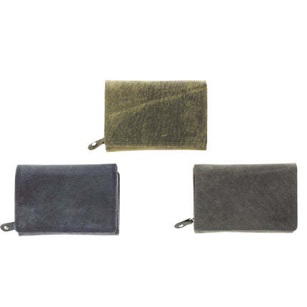 Overslag Portemonnee Dames & Heren | Echt Leren Portemonnee met RFID | 11 Pasjeshouder | Portefeuille Cadeau voor Hem & Haar | 12.5x8.5 cm - Grijs