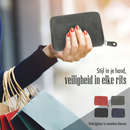 Portemonnee Unisex Anti Skim | Pasjeshouder Met Rits Voor Heren & Dames | RFID | 4 Pasjeshouder & Muntvak | Ideaal Cadeautjes | 12x8x2 cm – Grijs 