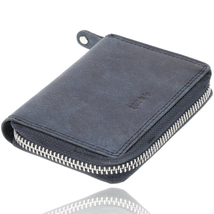  Portemonnee Met Rits - Heren & Dames | RFID Bescherming & Echt Leer | 4 Pasjeshouder & Muntvak | Ideaal Mini Cadeautjes | 12x8x2 cm – Navy