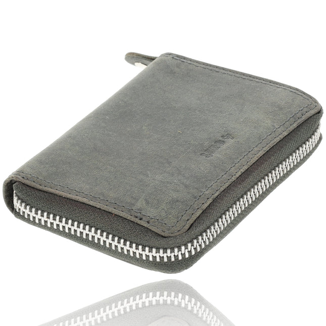 Portemonnee Unisex Anti Skim | Pasjeshouder Met Rits Voor Heren & Dames | RFID | 4 Pasjeshouder & Muntvak | Ideaal Cadeautjes | 12x8x2 cm – Grijs 
