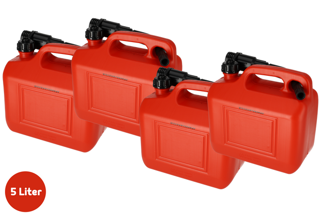 4x Jerrycan 5 Liter met Schenktuit & Afsluitbaar Deksel -  Polyethylene Benzinekan -  Goedkope Autogereedschappen