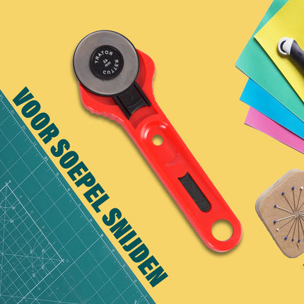 Rolmes | Rood | Roterende Snijder | Rolsnijder | Met Veiligheidsfunctie | Messenrol | Rollermes | voor Hobby en Klussen | 18cm*2.8cm*1.8cm