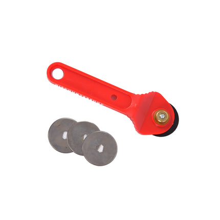 Rolmes | Rotary Knife |  Snijmes | Rolmes | Messenrol | Roterende Snijder Set | 71 gram | Rood |  Rolmes met Messen | RVS Messen – 3 stuks | 45cm*18cm*1.8cm 