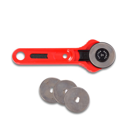 Rolmes | Rotary Knife |  Snijmes | Rolmes | Messenrol | Roterende Snijder Set | 71 gram | Rood |  Rolmes met Messen | RVS Messen – 3 stuks | 45cm*18cm*1.8cm 
