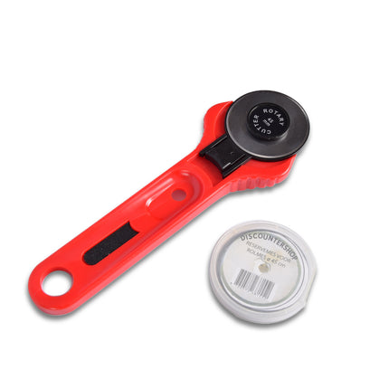 Rolmes | Rotary Knife |  Snijmes | Rolmes | Messenrol | Roterende Snijder Set | 71 gram | Rood |  Rolmes met Messen | RVS Messen – 3 stuks | 45cm*18cm*1.8cm 