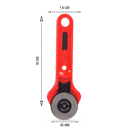 Rolmes | Rood | Roterende Snijder | Rolsnijder | Met Veiligheidsfunctie | Messenrol | Rollermes | voor Hobby en Klussen | 18cm*2.8cm*1.8cm