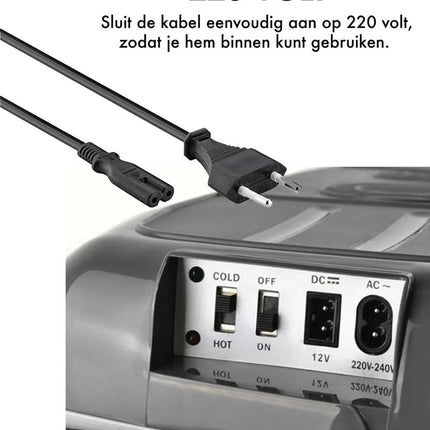 Koelbox 45 liter 12V/240V - Elektrische Koelbox - 45L - AC/DC met handvat en wielen - 12V/240V - Grijs-groen Koelt én verwarmt, dus ook handig als je eten warm wilt houden.