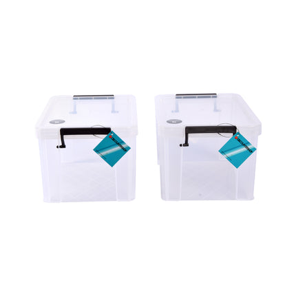 Handige Stapelbare Grote Witte Opbergboxen Met Klikdeksel - Set Van 2 Stuks - 5L Opbergcapaciteit - Afmetingen 26cm X 19cm X 16cm