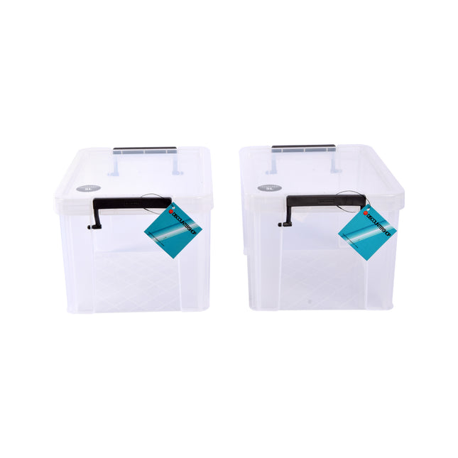 Handige Stapelbare Grote Witte Opbergboxen Met Klikdeksel - Set Van 2 Stuks - 5L Opbergcapaciteit - Afmetingen 26cm X 19cm X 16cm