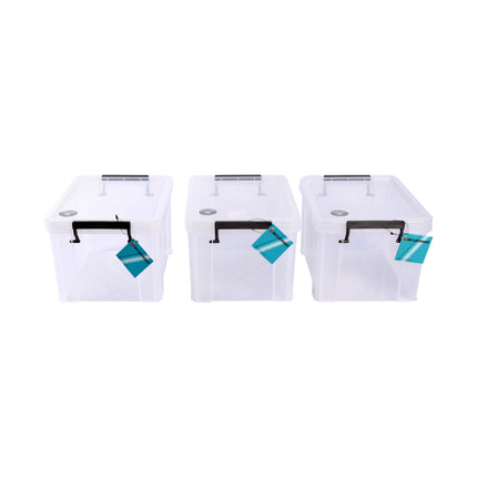 3 Stuks Stapelbare Grote Witte Opbergboxen - Klikdeksel - 26cm x 19cm x 16cm - 5L