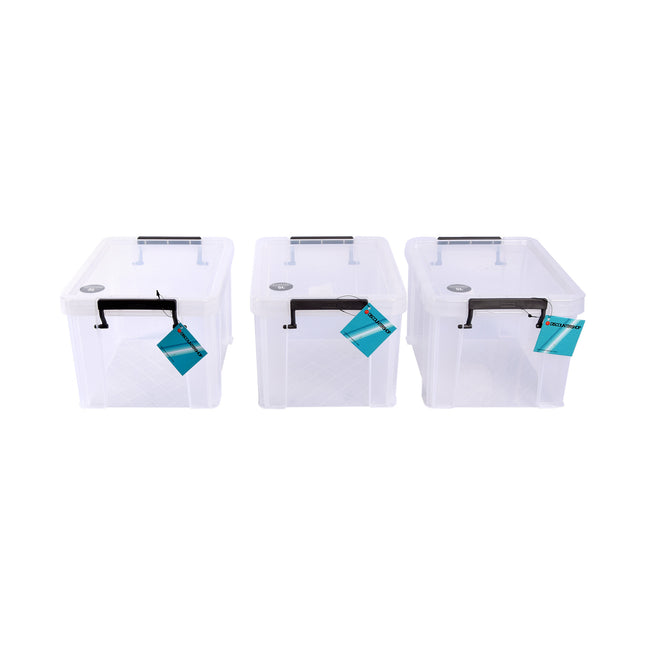 3 Stuks Stapelbare Grote Witte Opbergboxen - Klikdeksel - 26cm x 19cm x 16cm - 5L