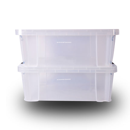 Stapelbare Grote Opbergbox van Transparant Plastic met Deksel - Ideaal voor Kleding en Speelgoed - 15L - 30x16.5x47cm - Luchtdicht en met Handgrepen | Set Van 2 