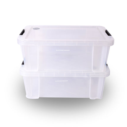 Stapelbare Grote Opbergbox van Transparant Plastic met Deksel - Ideaal voor Kleding en Speelgoed - 15L - 30x16.5x47cm - Luchtdicht en met Handgrepen | Set Van 2 