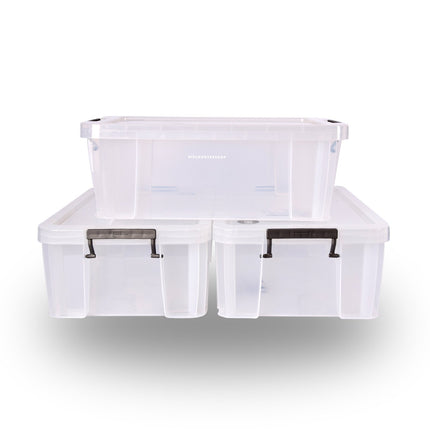 Praktische Transparante Opbergbox - 28x31x42 cm - 15 Liter - Stapelbaar voor Speelgoed, Kleding & Gereedschap | Set Van 3 Stuks