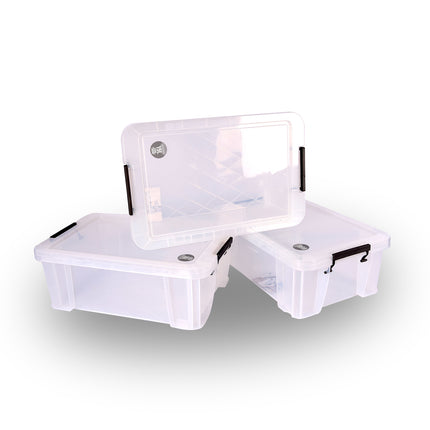 Praktische Transparante Opbergbox - 28x31x42 cm - 15 Liter - Stapelbaar voor Speelgoed, Kleding & Gereedschap | Set Van 3 Stuks