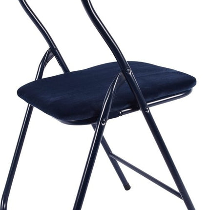 3x Klapstoel met zithoogte van 43 cml Vouwstoel velvet zitvlak en rug bekleed donkerblauw