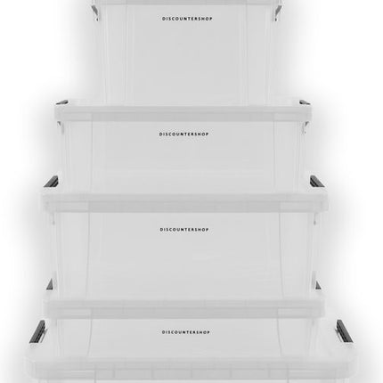 1x Stevige Opbergbox met afsluitbaar deksel met 2 clips|5.5liter | A4 |Opberger | opbergbak - box duurzaam transparant