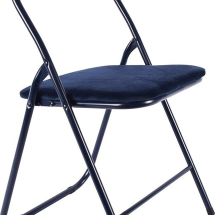 3x Klapstoel met zithoogte van 43 cml Vouwstoel velvet zitvlak en rug bekleed donkerblauw