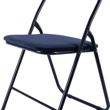 6x Klapstoel met zithoogte van 43 cm Vouwstoel velvet zitvlak en rug bekleed - stoel - tafelstoel- tafelstoel - klapstoel - Velvet klapstoel - Luxe klapstoel - Met kussentjes - Stoelen - Klapstoelen - Stoeltje - Premium chair - Donkerblauw