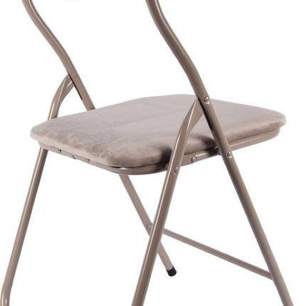 6x Klapstoel met zithoogte van 43 cm Vouwstoel velvet zitvlak en rug bekleed - stoel - tafelstoel- tafelstoel - klapstoel - Velvet klapstoel - Luxe klapstoel - Met kussentjes - Stoelen - Klapstoelen - Stoeltje - Premium chair - beige taupe
