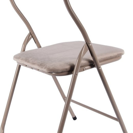 3x Klapstoel met zithoogte van 43 cml Vouwstoel velvet zitvlak en rug bekleed Beige taupe