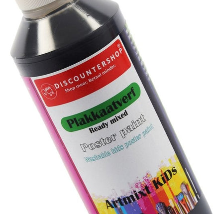 Plakkaat- plakkaatverf Discountershop - Plakkaat verf Basic waterbasis 6 stuks 250 ML - plakkaatverf uitwasbaar Plakkaatverf kinderen plakkaatverf op hout