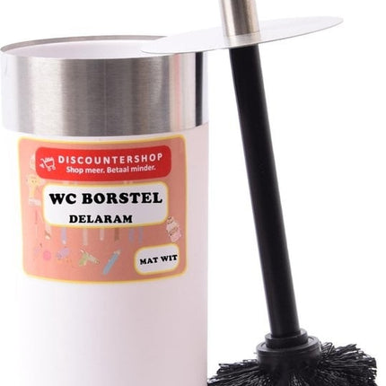 Toiletborstel Delaram mat wit / wc borstel rond 24cm