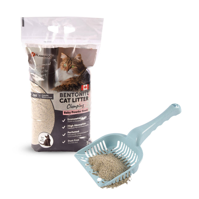Geheim voor een Gezonde Kat: Kattenbakvulling van Bentoniet-klei | 7 kg | 26cm x 47cm x 7cm | Donkergrijs | Babypoeder Geur | 350% Absorptie | 99% Stofvrij