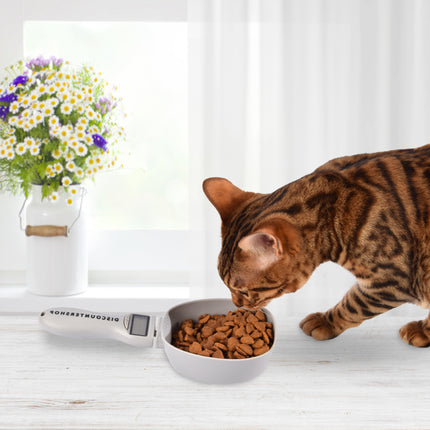 Digitale Voerscheppen Voor Hond Lepel | 1 Stuk | 3V CR2032 Batterij Vereist | 9cm x 23cm x 5cm | Grijs | Elektronische Weegschaal Maatschepjes Voor Huisdieren | ABS Materiaal | Digitale Voedsel Maatschep