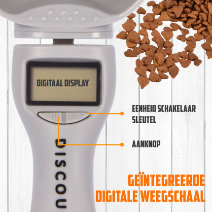 Digitale Voerscheppen Voor Hond Lepel | 1 Stuk | 3V CR2032 Batterij Vereist | 9cm x 23cm x 5cm | Grijs | Elektronische Weegschaal Maatschepjes Voor Huisdieren | ABS Materiaal | Digitale Voedsel Maatschep
