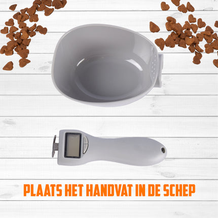 Digitale Voerscheppen Voor Hond Lepel | 1 Stuk | 3V CR2032 Batterij Vereist | 9cm x 23cm x 5cm | Grijs | Elektronische Weegschaal Maatschepjes Voor Huisdieren | ABS Materiaal | Digitale Voedsel Maatschep