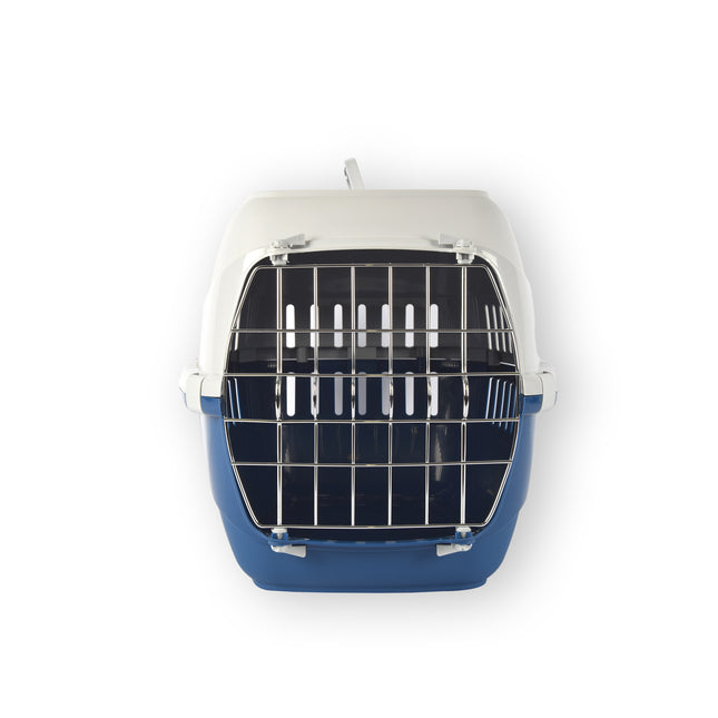 Opvouwbare Reismand voor Kat | Transportmand | Draagmand | Blauw | 37.5 cm x 35 cm x 57 cm | Kunststof + Metaal | 1.8 kg