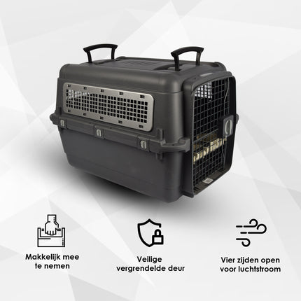Hondenbox | hondenbench | donker grijs | aluminium/plastic | Transportkooi | Hondenkooi | 51x71x48cm 