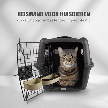 Hondenbox | hondenbench | donker grijs | aluminium/plastic | Transportkooi | Hondenkooi | 51x71x48cm 