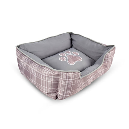 Hondenmand en Kattenmand in Rechthoek Design | Comfortabel Grijs Pluche Bed | 50cm x 40cm x 16cm | Anti-stress Slaapplaats | Wasbaar met Verhoogde Randen en Zachte Vulling    