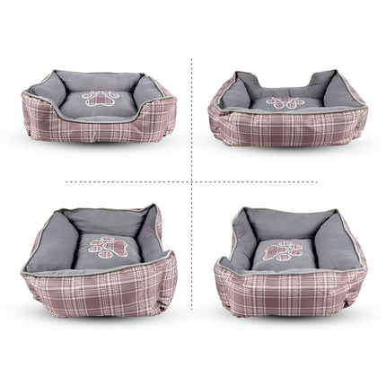 Hondenmand en Kattenmand in Rechthoek Design | Comfortabel Grijs Pluche Bed | 50cm x 40cm x 16cm | Anti-stress Slaapplaats | Wasbaar met Verhoogde Randen en Zachte Vulling    