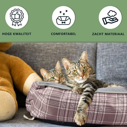 Hondenmand en Kattenmand in Rechthoek Design | Comfortabel Grijs Pluche Bed | 50cm x 40cm x 16cm | Anti-stress Slaapplaats | Wasbaar met Verhoogde Randen en Zachte Vulling    