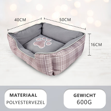 Hondenmand en Kattenmand in Rechthoek Design | Comfortabel Grijs Pluche Bed | 50cm x 40cm x 16cm | Anti-stress Slaapplaats | Wasbaar met Verhoogde Randen en Zachte Vulling    