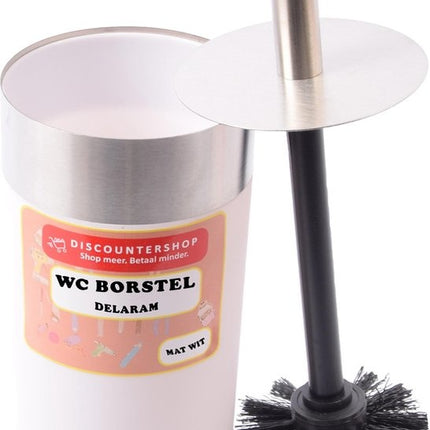 Toiletborstel Delaram mat wit / wc borstel rond 24cm