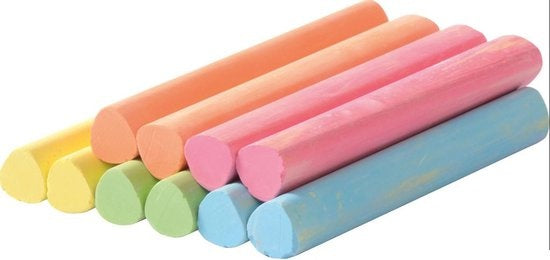 Schoolbord krijt gekleurd | 7 x 8,3 x 12,5 cm| 100 stuks |vrolijk Kleuren | Buitenspelen | Artistiek speelgoed - Spelen op straat - Krijten | Pakket schoolkrijt | Kleurplezier |Topper!