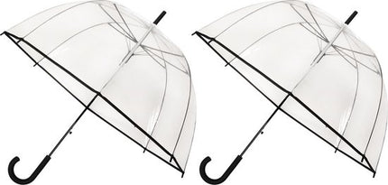 15x Transparante Paraplu 85 cm - Doorzichtige Koepelparaplu - Bubbleparaplu - Winddichte Trouwparaplu met J Haak Handvat