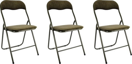 3x Klapstoel met zithoogte van 43 cm Vouwstoel velvet zitvlak en rug bekleed - stoel - tafelstoel- tafelstoel - klapstoel - Velvet klapstoel - Luxe klapstoel - Met kussentjes - Stoelen - Klapstoelen - Stoeltje - Premium chair groen