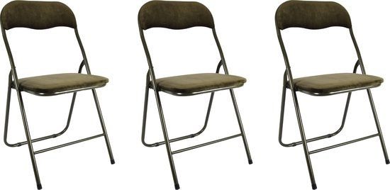 3x Klapstoel met zithoogte van 43 cm Vouwstoel velvet zitvlak en rug bekleed - stoel - tafelstoel- tafelstoel - klapstoel - Velvet klapstoel - Luxe klapstoel - Met kussentjes - Stoelen - Klapstoelen - Stoeltje - Premium chair groen