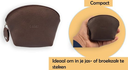 Portemonnee biefgeld muntgeld en creditcard - pasjes - vakantie portemonnee - Compact portemonnee - Buffelleer portemonnee - Kleine portemonnee - Portemonnee - Ronde portemonnee