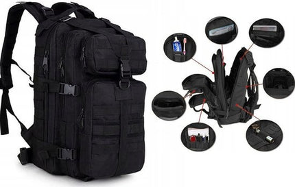 Tactical Backpack 38 l | Tactische rugzak | sport - school - werk | Zwart - Backpack US Assault Molle Large - Rugzak - Zwart - 38 L