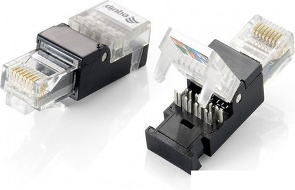 4 stuks kabel-connector RJ-45 Zwart, Transparant RJ45 connectoren - Stekker - Connector - Cat5E - Cat6 - Plugs - Connector stekker - UTP - Ethernet - Internet plug - Netwerkstekker