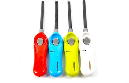 Pakket van 2x stuks BBQ aanstekers navulbaar| A Kwaliteit |Kinderbescherming/Kinderslot lichtblauw/Rood 26 cm