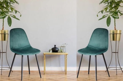 Kuipstoel - Turquoise Velvet Eetkamerstoel - Set van 2 
