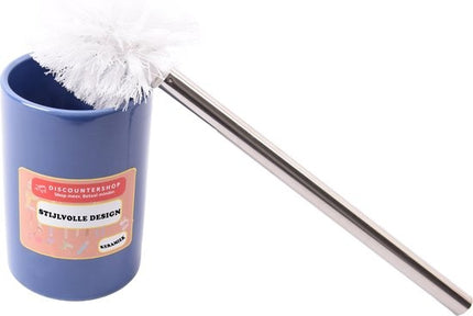 Toiletborstel met houder keramiek Toiletborstel 37 cm - keramiek - RVS Navy 2-delig 